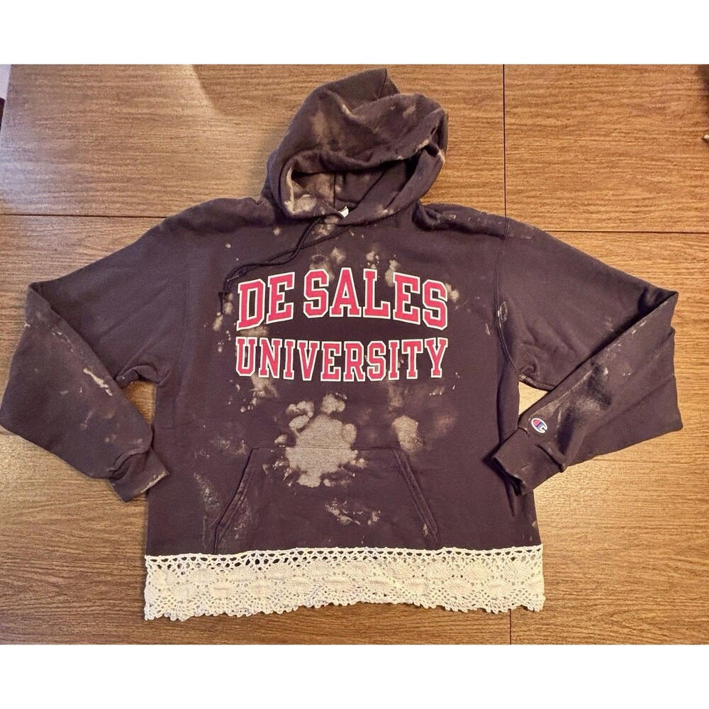 Women's DeSales University Custom Made Acid Dyed Hoodie Sweatshirt Large EUC